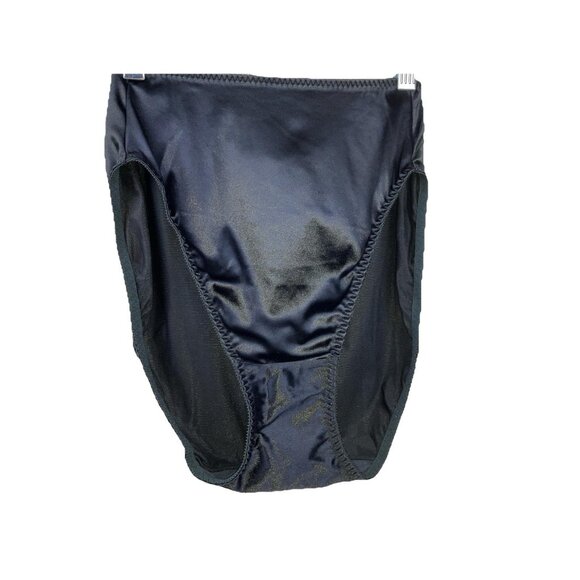 NWOT L Warners 366 Second Skin Satin High Cut Panties Black New